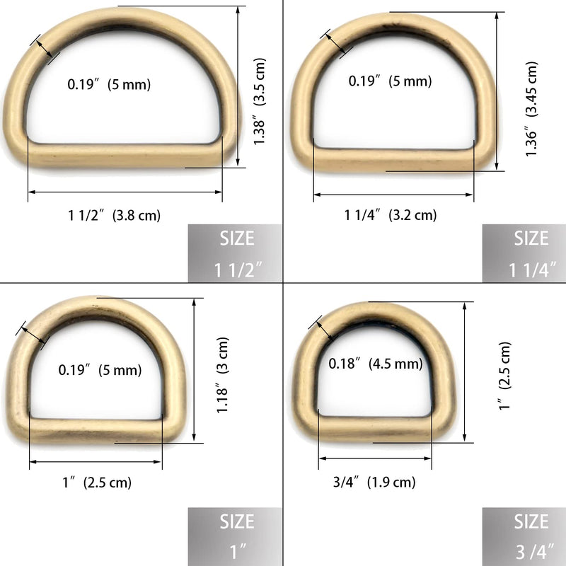 Loosco Metal D-Rings, 6PCS Non Welded Dee Ring for Bag Landyard DIY Craft Accessories (Brushed Brass,1") Brushed Brass 1" - NewNest Australia