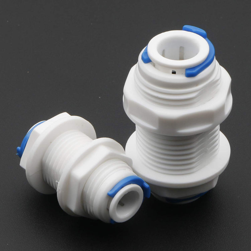 Pxyelec 3/8 inch Bulkhead Quick Connector, 1/4 inch White Tube Fittings Bulkhead Connector for RO Water Reverse Osmosis System (Pack of 20) - NewNest Australia