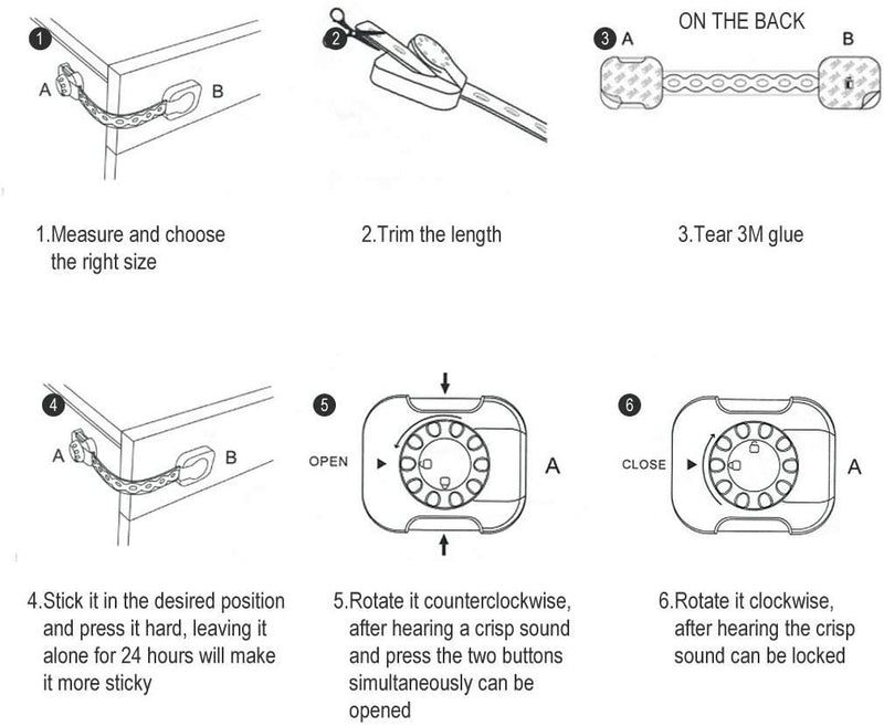 Safety Cabinet Locks for Babies & Child, 3 Pack of Adjustable Baby Proof Drawers, Cabinets, Oven, Toilet Seat Password Locks-2&6Pack of 3M Adhesive Sliding Door&Windows Latch -No Tool or Drill - NewNest Australia