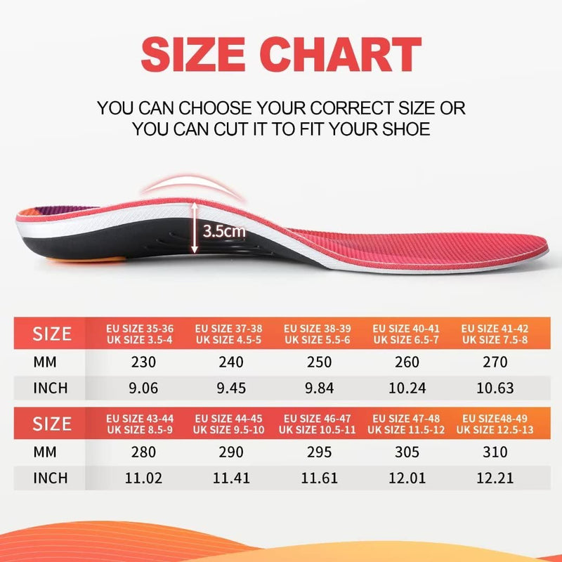 PCSsole Arch Support Insoles, Plantar Fasciitis Insoles for Flat Feet, Orthotic Inserts for Heel Pain, Metatarsalgia, Pronation, Foot Pain Relief for Men and Women Men(8.5-9)280mm - NewNest Australia
