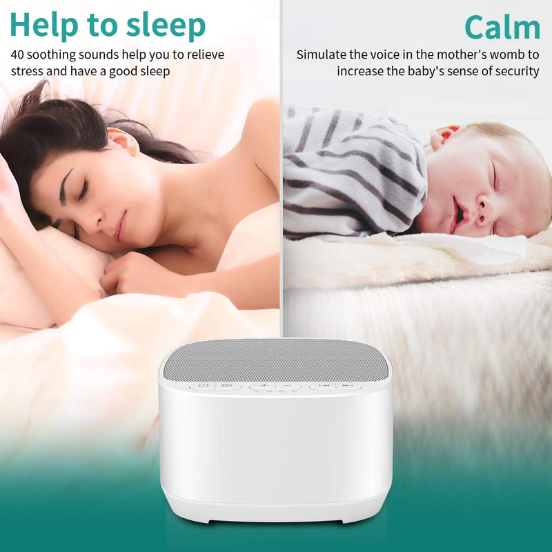 Magicteam Sleep Sound White Noise Machine with 40 Natural Soothing Sounds and Memory Function 32 Levels of Volume Sleep Timer Sound Therapy for Baby Kids Adults (AC Adapter Not Included) B-white - NewNest Australia