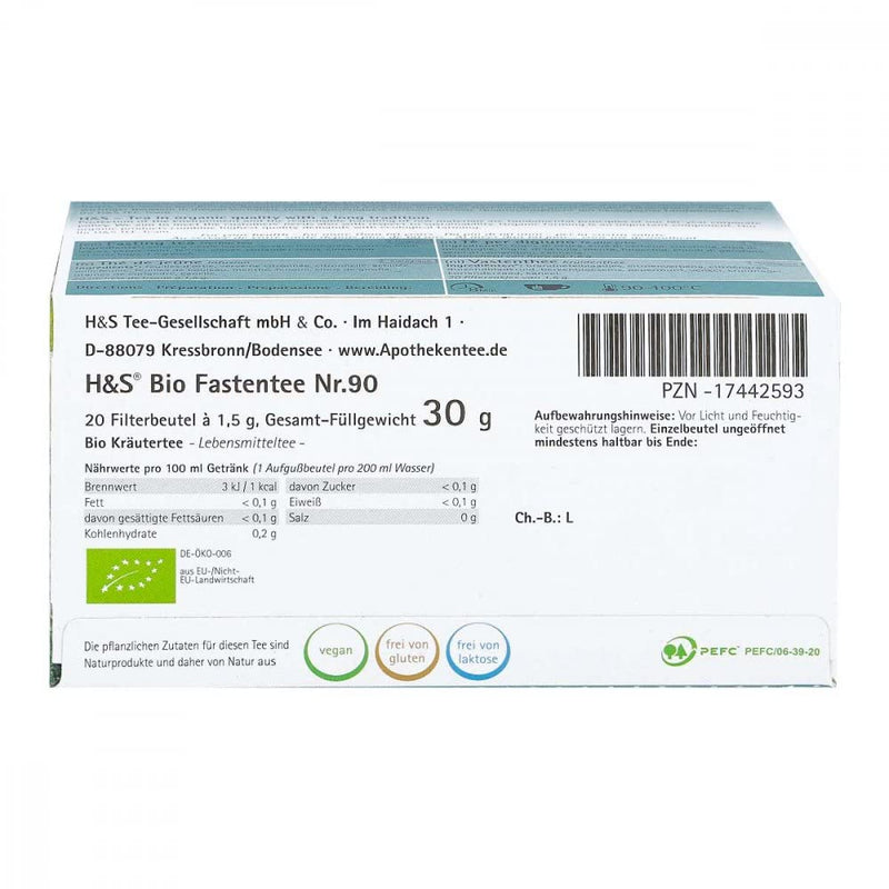 H&S organic fasting tea filter bags, 20X1.5 g - NewNest Australia