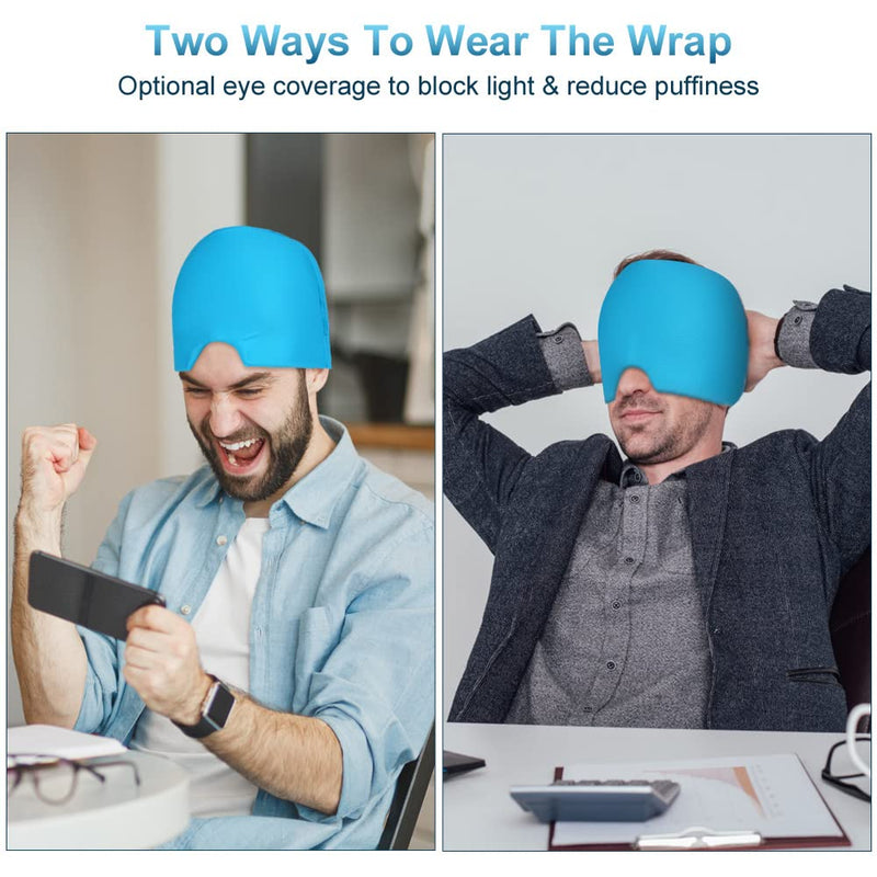 ACWOO Migraine Relief Cap, Reusable Cold Hot Therapy Migraine and Headache Relief Cap, Single-Sided Gel Ice Hot Head Wrap for Chronic Migraine, Tension Headache, Sinus Stress, Puffy Eyes (Blue) Blue - NewNest Australia
