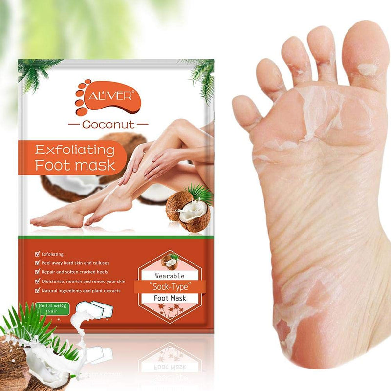 Aliver Coconut Exfoliating Peeling Renewable Foot Mask Socks Removes Dead Skin - NewNest Australia