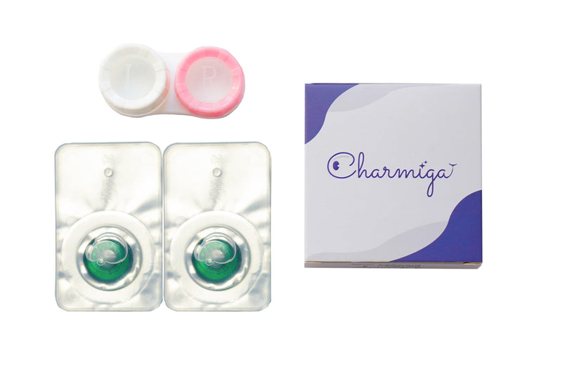 Contact Lenses Colored Without Prescription Green | Crazy Green Annual Lenses Anime | Soft Lenses Hydrogel | Pack Of 2 Color Lenses + Lens Container | 0.0 Diopters | Fancy Dress | Halloween | - NewNest Australia