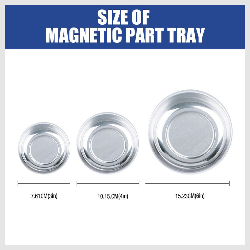 HORUSDY 3-Piece Magnet Trays Set, 3" 4" 6", Round Magnetic Trays Tools Parts Tray Holder 3" 4" 6" - NewNest Australia