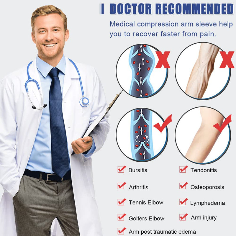 Medical Compression Arm Sleeve for Men & Women by Beister（Single）, 20-30 mmHg Graduated Compression Full Arm Support with Silicone Band for Lymphedema, Varicose Veins, Swelling, Arm Injury, Sports Beige X-Large - NewNest Australia