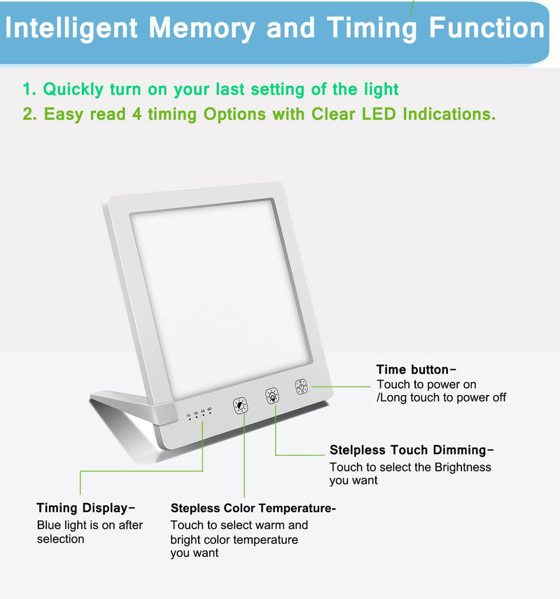 Light Therapy Lamp, 2000-10000 Lux Portable Natural Sunlight Lamp LED Light Box with 3 Adjustable Brightness Levels,Full UV-Free LED Spectrum,Touch Control SAD/Depression/Sleep Disorder(6.31 Inch) - NewNest Australia