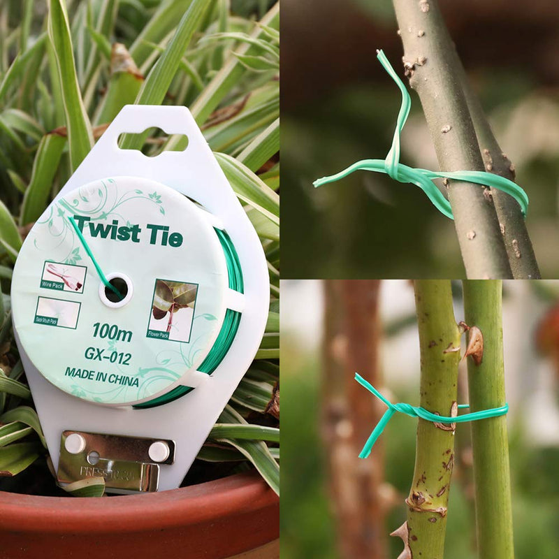 Twist Ties - All-Purpose Coated 328feet Garden Plant Ties with Trimmer Garden Twine Support Ties Reusable for Gardening Plants Growth and Care, Office Home Cable Organization (Green) - NewNest Australia