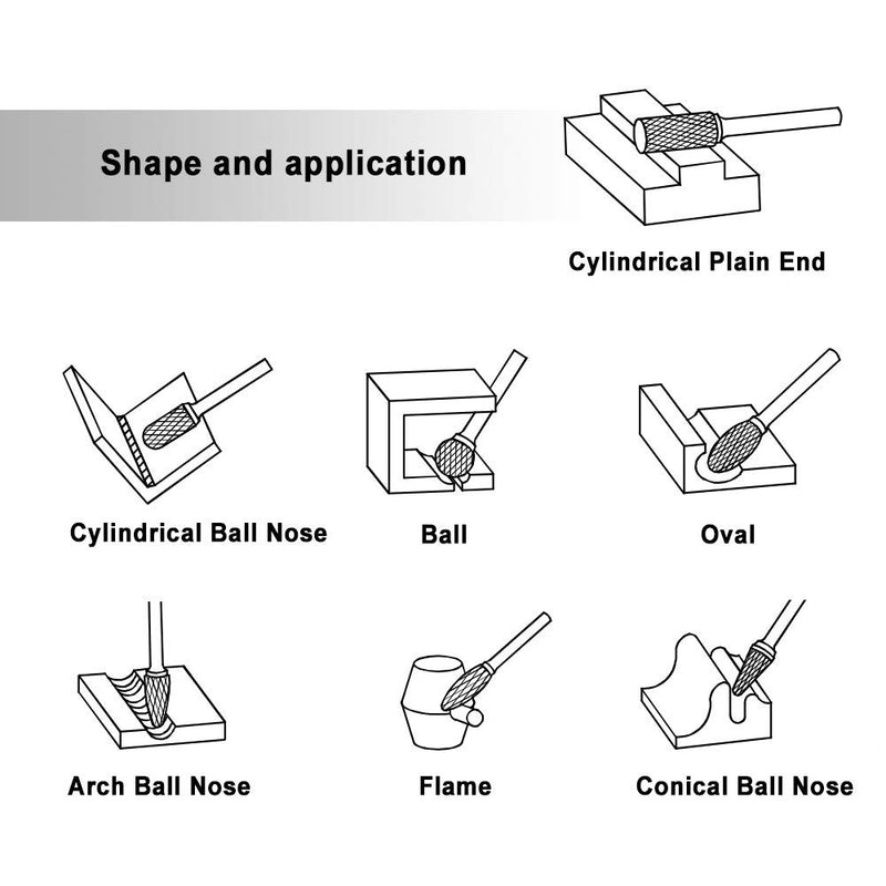 Carbide Burrs Set JESTUOUS 1/8 Shank Diameter Double Cut Tungsten Carbide Burs Rotary File Carving Grinding Bit for Die Grinder Rotary Drill Tool 20pcs - NewNest Australia