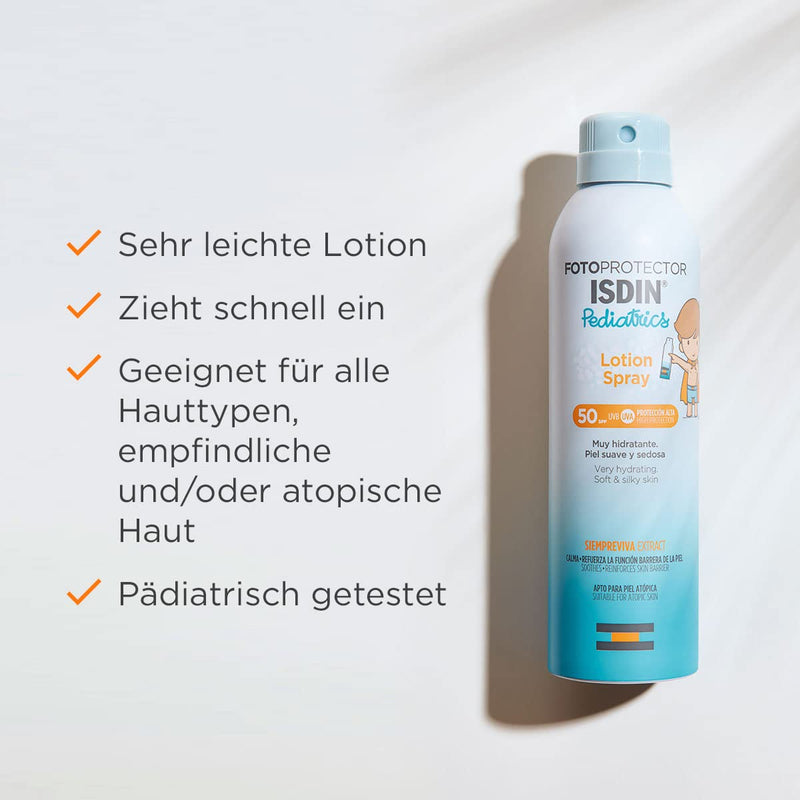 ISDIN Fotoprotector Pediatrics Lotion Spray SPF 50 (250ml) | Light protection spray SPF 50 | Pediatric and dermatologically tested 250 ml (pack of 1) - NewNest Australia