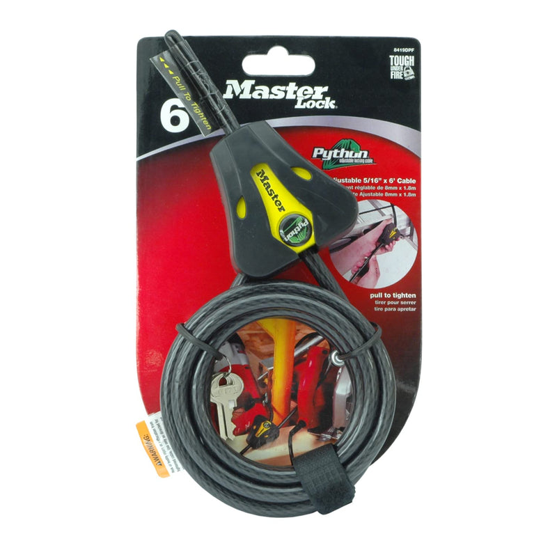 Master Lock 8419DPF Python Cable Lock with Key, 1 Pack Black and Yellow - NewNest Australia