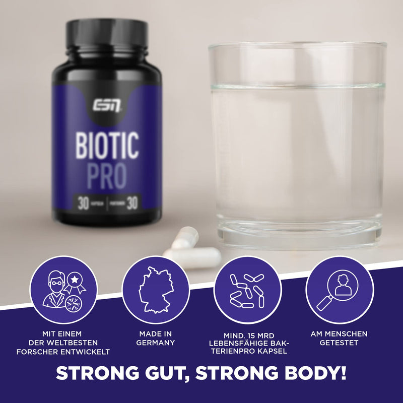 ESN Biotic Pro, 30 capsules for intestinal flora, 4 clinically studied bacterial strains, 30 pieces (pack of 1) - NewNest Australia