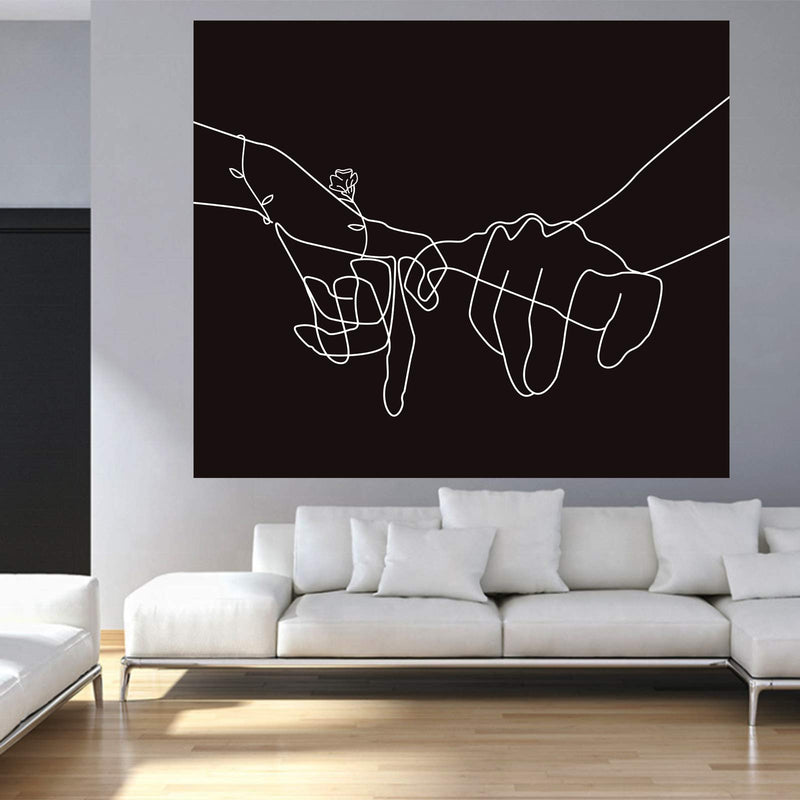 NewNest Australia - Manicer Black and White Pinky Promise Tapestry, Swear Love Wall Art, Holding Hands Art Line Minimalist Abstract Wall Décor for Dorm Bedroom Office – 51.2" x 59.1” Medium (51.2" x 59.1") 