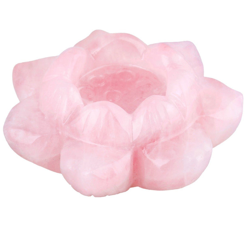 NewNest Australia - SUNYIK Handcarved Stone Lotus Flower Figurine Sculpture, Natural Healing Crystal Ball Stand Decoration, Rose Quartz, 2" 2 inches Pink 