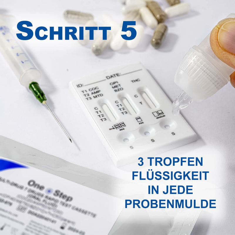One+Step Multi drug test saliva for 5 types of drugs: THC - amphetamine - cocaine - MDMA - opiates - rapid drug test saliva test - 2 pieces - NewNest Australia