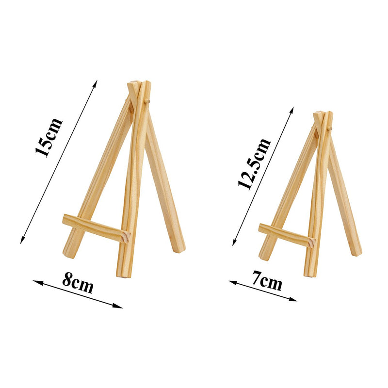 NewNest Australia - Mini Wooden Easels Display - 3Inch Mini Easel & Canvas Collection, Mini Natural Wood Display Easel (Pack of 9 Easels) Large 