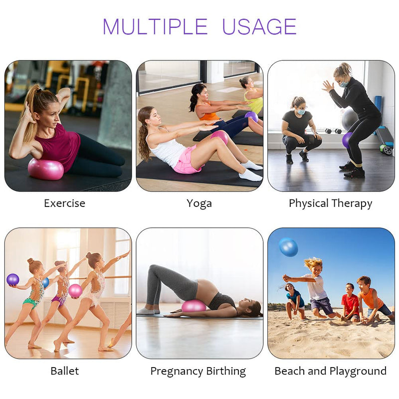 flintronic Mini Pilates Ball, Small Anti Burst Exercise Ball for Yoga, Pilates, Balance, Physical Therapy, Stretching and Core Fitness - Includes Stability Ball Workout Guide Purple - NewNest Australia