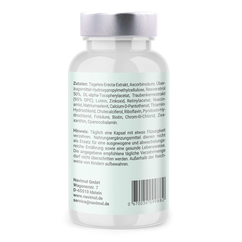 Auvital - 90 capsules | Dietary supplement: With vitamin A, vitamin B2 (riboflavin) & zinc to maintain normal vision | 20mg lutein | 50 mg resveratrol | 4mg zeaxanthin - NewNest Australia