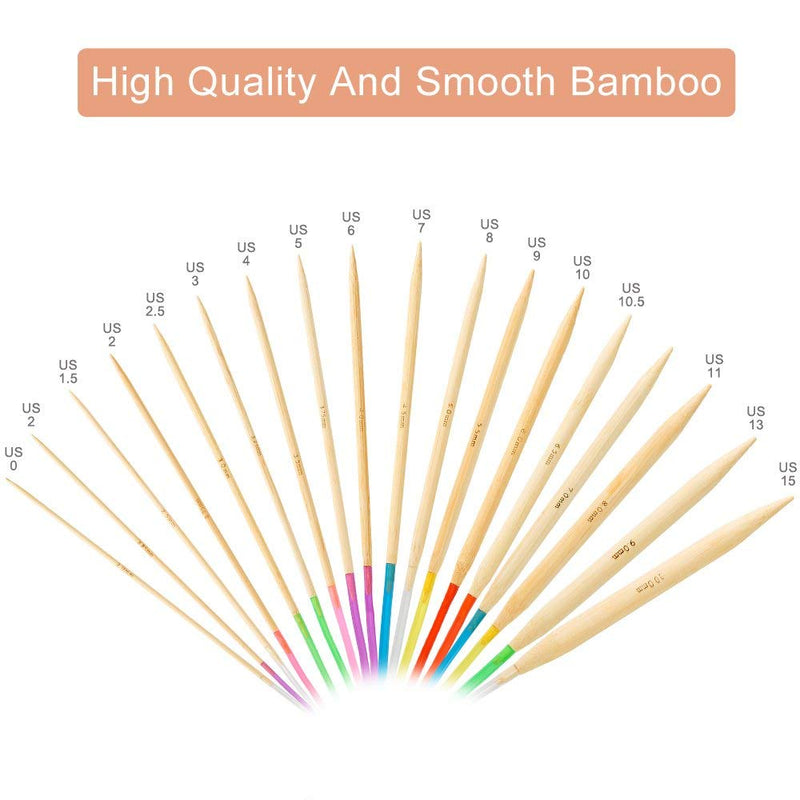 18 Pairs Circular Knitting Needles Set, Vancens Premium Bamboo Knitting Needles with Colorful Plastic Tube, 5 Kind of Tools for Weave are Included, 18 Sizes: 2mm - 10mm, 16 Inches Length 16" Knitting Needles - NewNest Australia