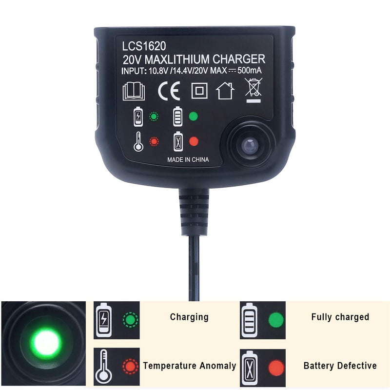 Elefly LCS1620 20V Lithium Battery Charger Compatible with Black & Decker 20V Lithium Battery LBXR20 LBX20 LB20 LBXR20-OPE LBX4020 LB2X4020 LBXR2020-OPE - NewNest Australia
