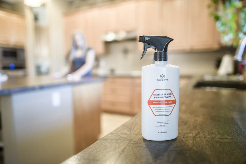 Granite Sealer & Protector – Best Stone Polish, Protectant & Care Product – Easy Maintenance for Clean Countertop Surface, Marble, Tile – No Streaks, Stains, Haze, or Spots - 18 OZ - TriNova 18.26 Fl Oz (Pack of 1) - NewNest Australia