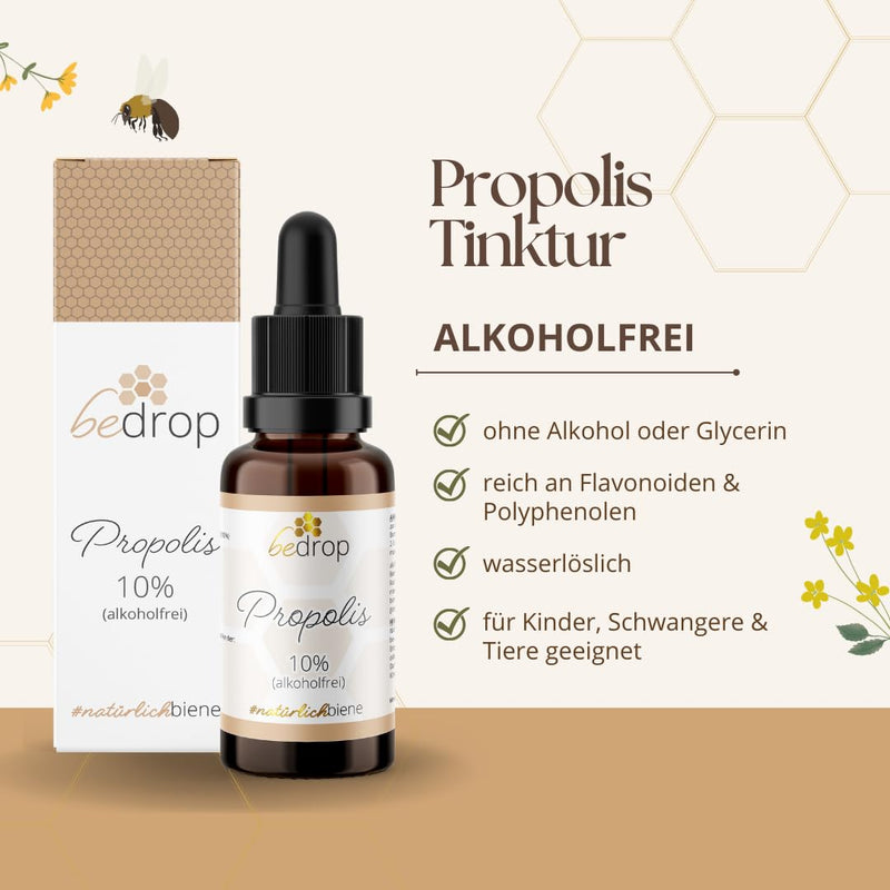 Bedrop Propolis Drops Without Alcohol, 30 Ml, Propolis Extract Tincture, Also Suitable For Children And Animals, Pure Beekeeper Quality, Alcohol-Free, No Additives - NewNest Australia