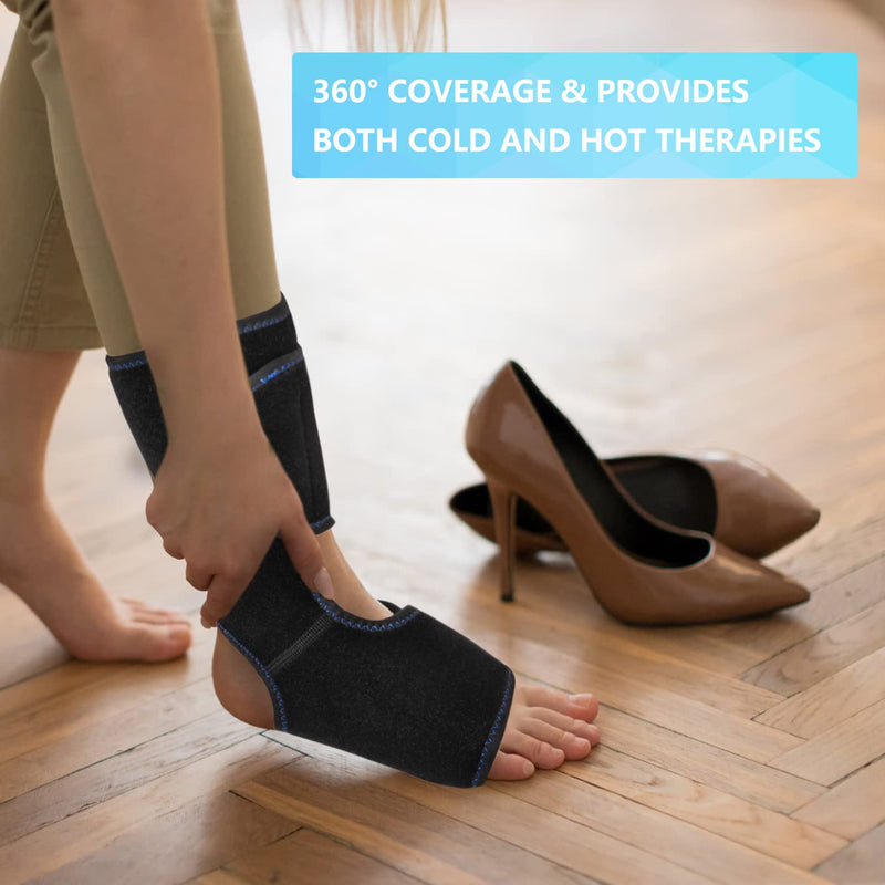 Tutmyrea Foot & Ankle Ice Pack Wrap, Reusable Cold Compress with 2 Gel Packs, Adjustable Hot & Cold Therapy for Sprained Ankle Heel Pain Achilles Tendon Injury Plantar Fasciitis Bursitis Swelling - NewNest Australia