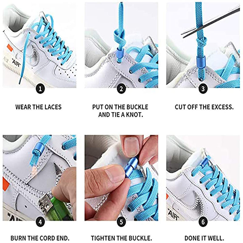 No Tie Elastic Shoelaces with Metal Buckles Shoe Laces for Kids/Adults Sneakers - Shoelaces Replacements - Universal Shoelace-Elastic Running Shoe Laces Metal Lock Tieless Shoe Laces for All Shoes Black - NewNest Australia