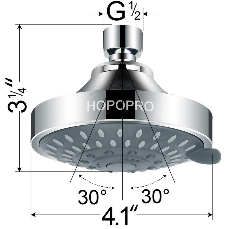 High Pressure Fixed Shower Head 5 Functions Bathroom Showerhead 4.1 Inch High Flow Shower Head with Adjustable Metal Swivel Ball Joint for Luxury Shower Experience Even at Low Water Flow - NewNest Australia