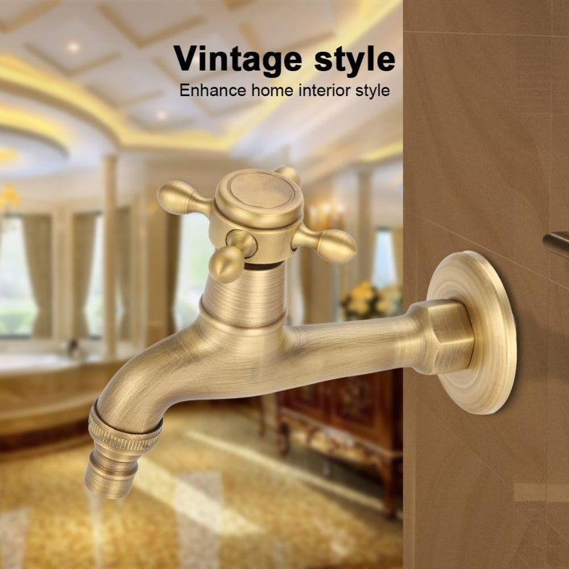 Vintage Solid Brass Single Handle Faucet Washing Hine Faucet Wall Mounted Water Tap Laundry Utility Room Sink Faucets(1#) 1# - NewNest Australia