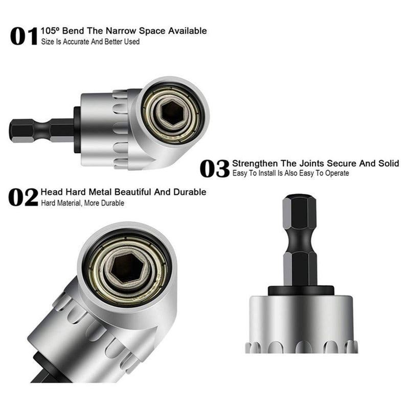 CIGOTU Universal Socket, 7mm-19mm Multifunctional Cordless Ratchet Adapter Socket Wrench Set, Impact Grade Driver Sockets Adapter Extension Set, Screwdriver Set Hex Bit + 105 Degree Right Angle Drill - NewNest Australia