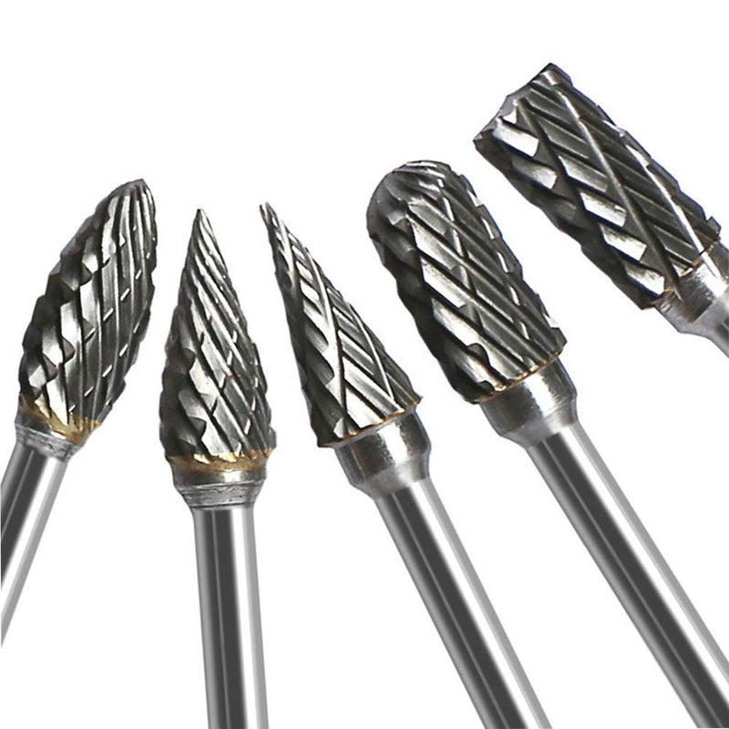 Double Cut Carbide Rotary Burr Set - 10 Pcs 1/8" Shank, 1/4" Head Length Tungsten Steel for Woodworking,Drilling, Metal Carving, Engraving, Polishing - NewNest Australia