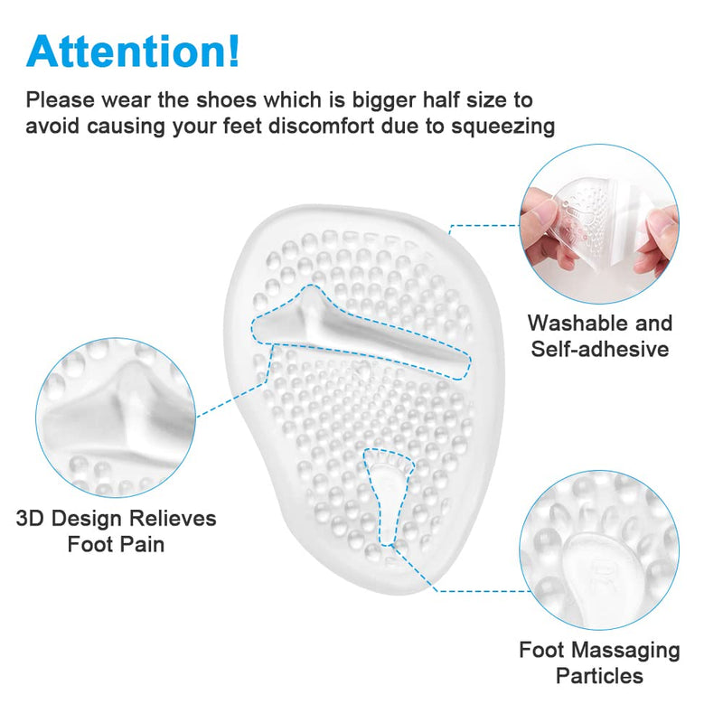 URAQT foot pads, 4 pairs of silicone pads forefoot gel pads forefoot shoe insoles for gel pads forefoot heel protection high heels shoe pads, insoles forefoot, ball pads (transparent) 4 pairs transparent - NewNest Australia