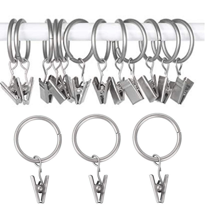 NewNest Australia - K Y KANGYUN 20 Pack Rings Curtain Clips Strong Metal for Decorative Drapery Window Rustproof Strong Metal Decorative Drapery Window Curtain Ring with Clip 1.5'' Interior Diameter Silver 