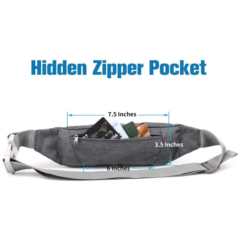 WATERFLY Fanny Pack for Women Men Water Resistant Small Waist Pouch Slim Belt Bag with 4 Pockets for Running Travelling Hiking Walking Lightweight Crossbody Chest Bag Fit All Phones Dark Grey - NewNest Australia