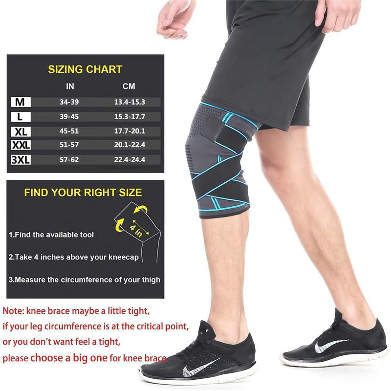 NTRH Knee Support Brace for Women and Men,Adjustable Compression Knee Brace for Arthritis,Joint Pain,Ligament Injury,Meniscus Tear,ACL,MCL,Running,Sports,Squats(single) (XL, Blue) XL-Blue - NewNest Australia