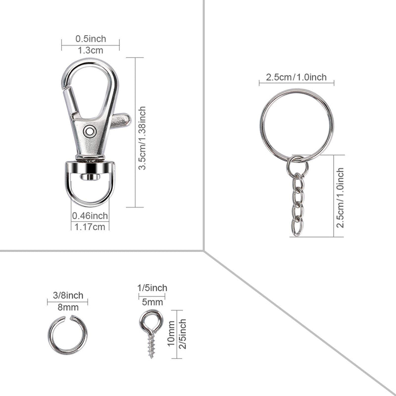160PCS Swivel Snap Hook with Key Chain Rings Set- 40PCS Swivel Lobster Clasp, 40PCS Key Rings with Chain, 40pcs Jump Rings and 40pcs Screw Eye Pins for Keychain Lanyard, Crafts and Jewelry Making - NewNest Australia