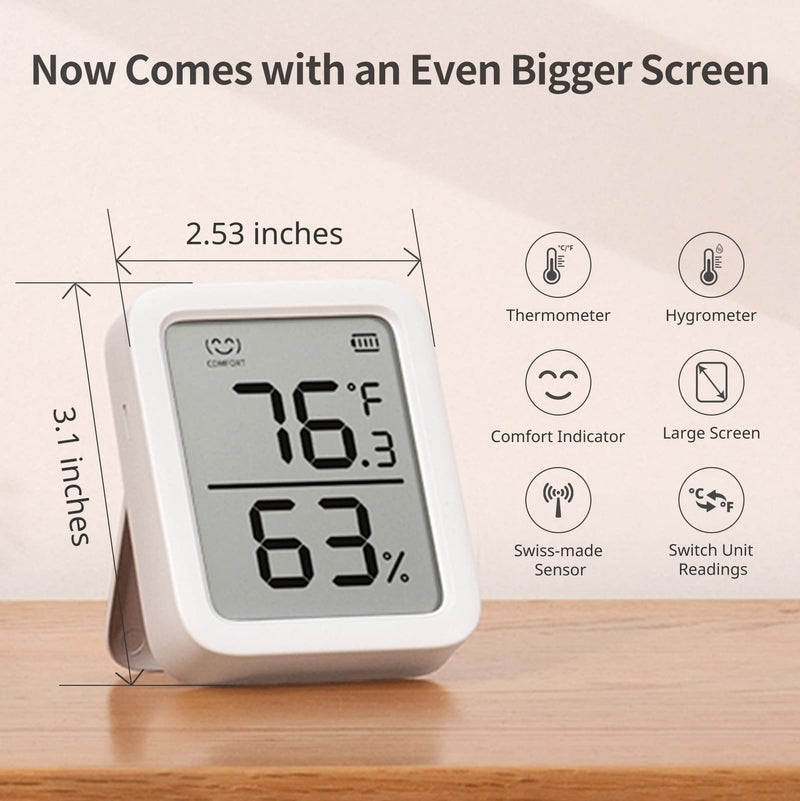 SwitchBot Thermometer Hygrometer, Bluetooth Indoor Humidity Meter and Temperature Sensor with App Control, Large LCD Display, Notification Alerts, Data Storage Export, Remote Monitor for Home - NewNest Australia