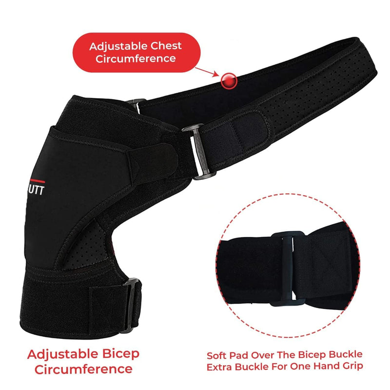JUTT Adjustable Shoulder Support Brace - For Men Women Rotator Cuff for Dislocated Joints, Frozen Arm and Muscle Pain Relief, Fits Both Right or Left (Large) Large - NewNest Australia