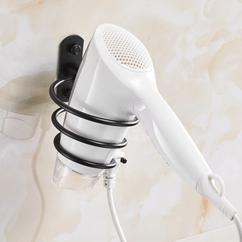 Wall Mounted Spiral Hair Dryer Holder with Hair Straightener Holder Punch-Free Hair Dryer Holders With Cable Tidy bath Wall Mounted Metal Hair Dryer Stand for Hotel, Bathroom, Barbershop (black) - NewNest Australia