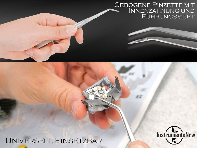 Curved tweezers with guide pin made of stainless steel, 15 cm - NewNest Australia