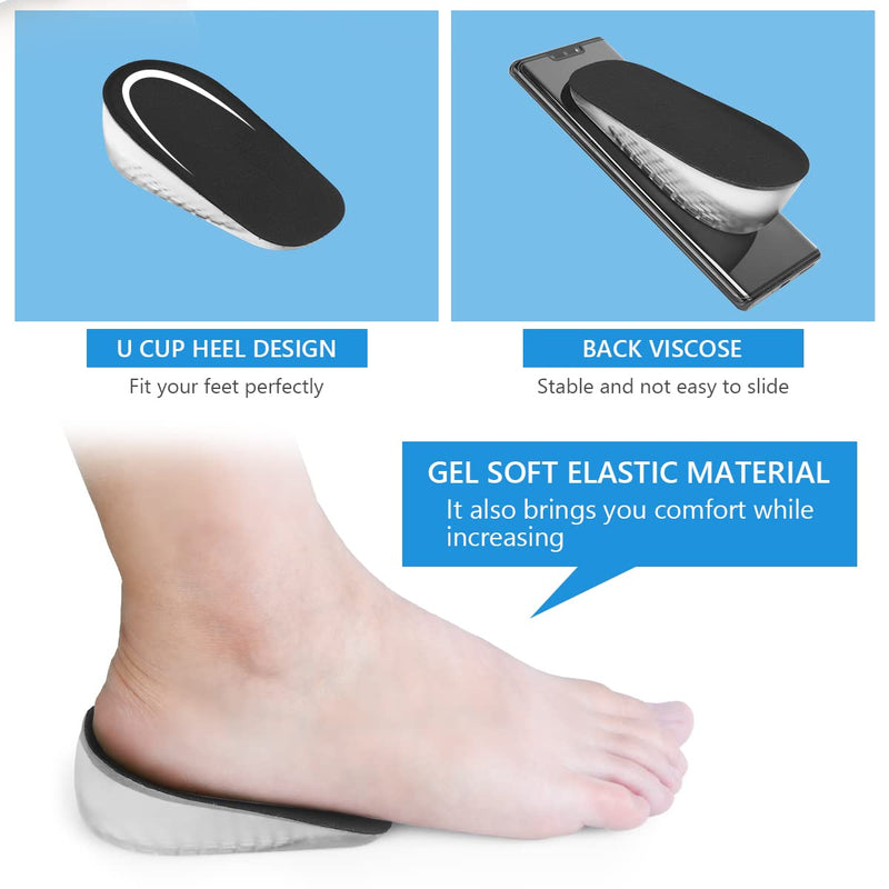 URAQT Gel Height Increase Insole, 2 Pairs Invisible Heel Lift Inserts, Elastic Shock Absorption Heel Cushion Pads Half Increased Heel Shoe Lifts, Elevator Shoe Insoles for Men and Women S for Women, Height: 1.5cm Black - NewNest Australia