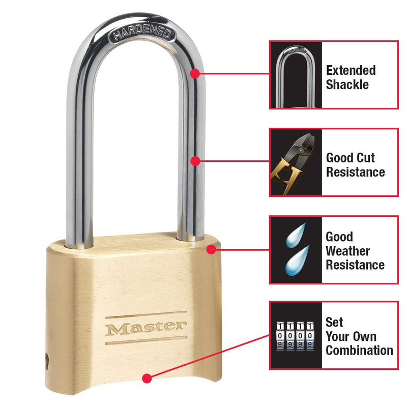 Master Lock 175LH Set Your Own Combination Padlock with Extra Long Shackle, Brass Finish - NewNest Australia