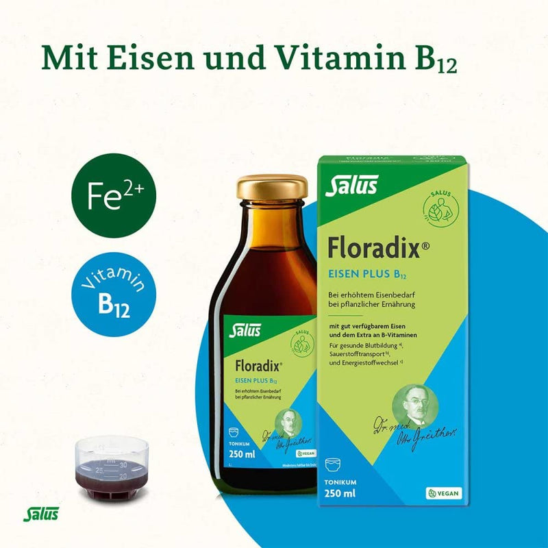 Floradix iron plus B12 vegan tonic 250 ml - NewNest Australia