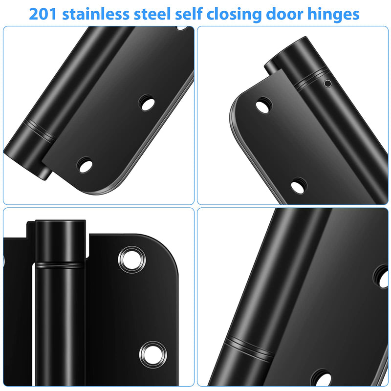 3.5'' Self-Closing Door Hinges, 3.5 Inch x 3.5 Inch Spring Hinges, Stainless Steel Adjustable Door Hinges with 5/8" Radius Corners, 3 Pack Auto Close Hardware Hinges (3.5'' 3pack, Black) 3.5'' 3 Pack - NewNest Australia