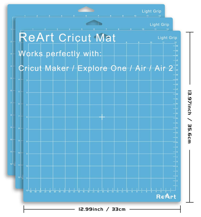 ReArt Light Grip Cutting Mat for Cricut Explore One/Air/Air 2/Maker 12x12 inch 3 Pack 3P Light Grip - NewNest Australia