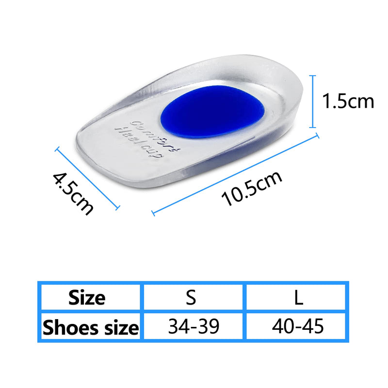 Newpop 3 pairs of heel spur insoles, gel heel cups, silicone, professional heel cushion insoles, heel pads for shoes, orthopedic gel insoles for relieving plantar fasciitis, Achilles pain (S) S (34-39) - NewNest Australia