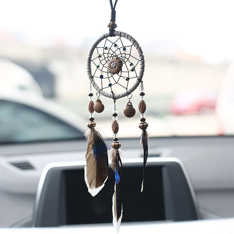 NewNest Australia - YGMONER Dream Catcher Handmade Car Interior Rearview Mirror Dangle (Brown) Brown 