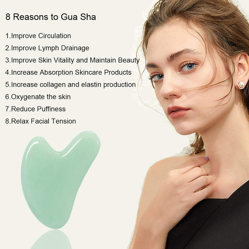 Ditind Gua Sha, Jade Stone Gua Sha Massage Tool, Guasha Tool for Face and Body Skin Massage. Gua Sha Set for Toxins Prevents Wrinkles for SPA Acupuncture, Therapy Trigger Point Treatment. Green - NewNest Australia
